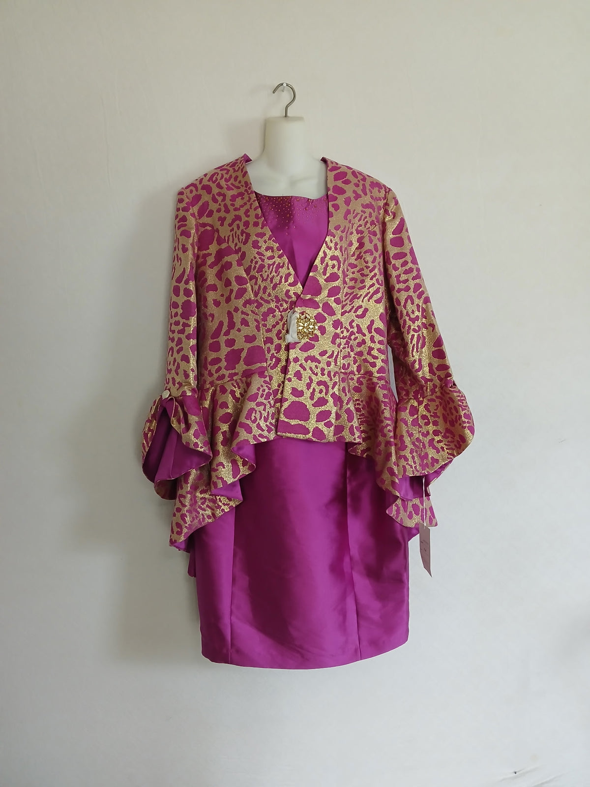 Ben Marc magenta and gold 2 piece suit