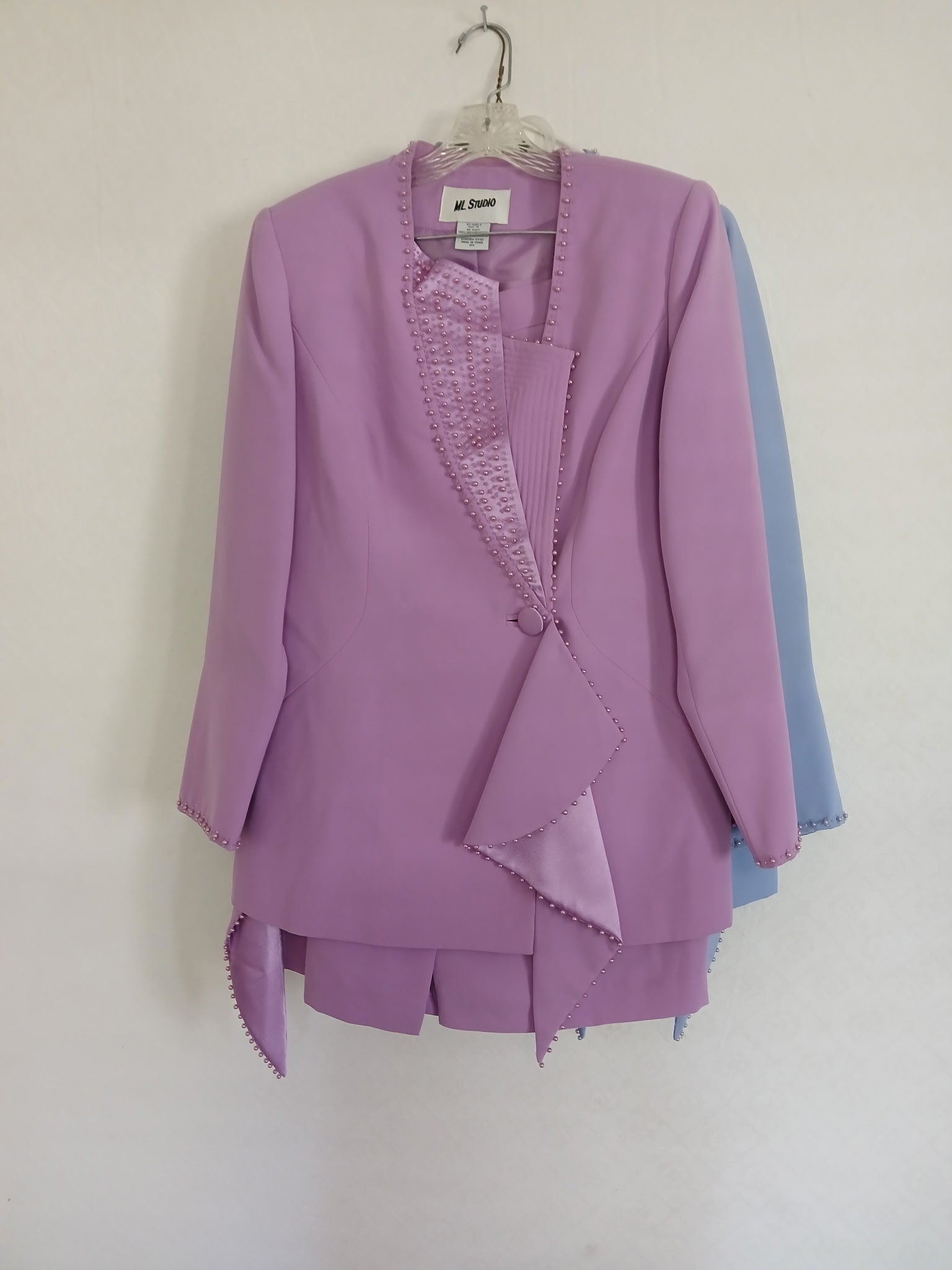 Lavender Pearl Trim Skirt Suit – Size 12