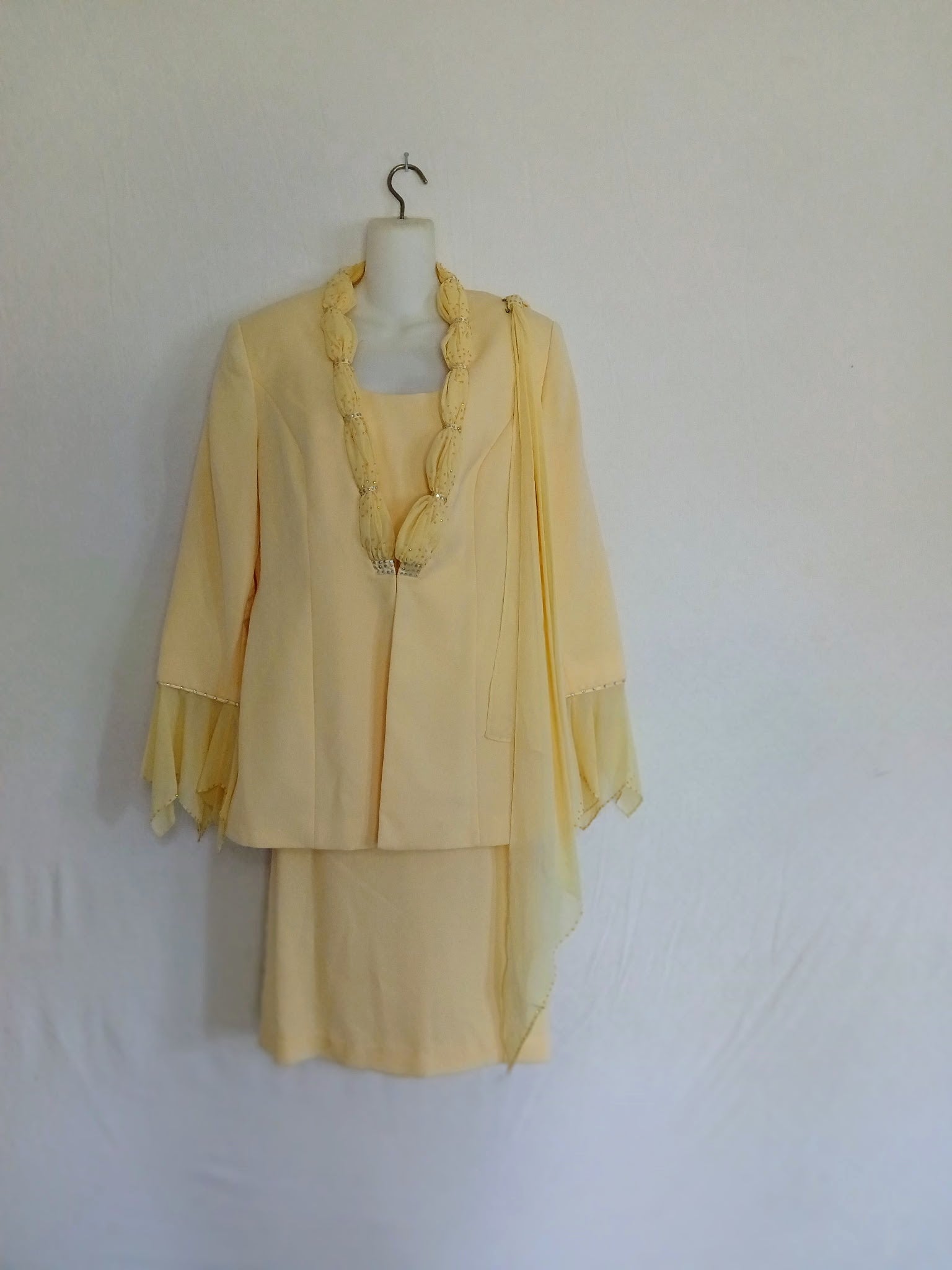 Light Yellow Chiffon 2 Piece Suit