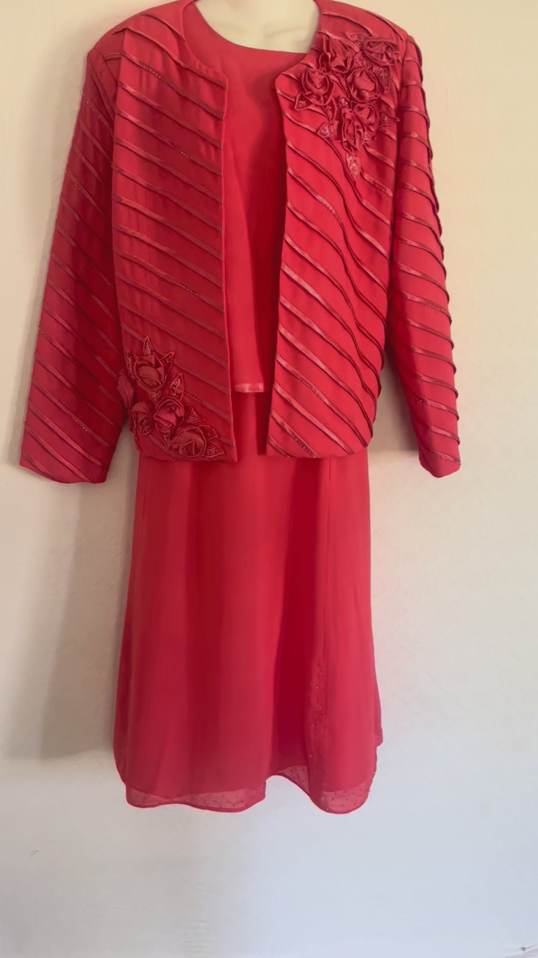 Orange Plus Size 3 Piece Suit with Flowers