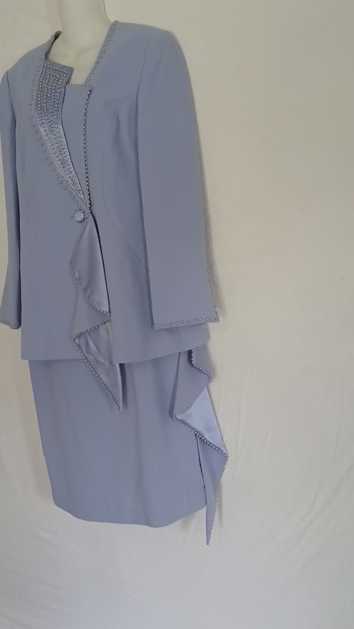Lavender Pearl Trim Skirt Suit – Size 12