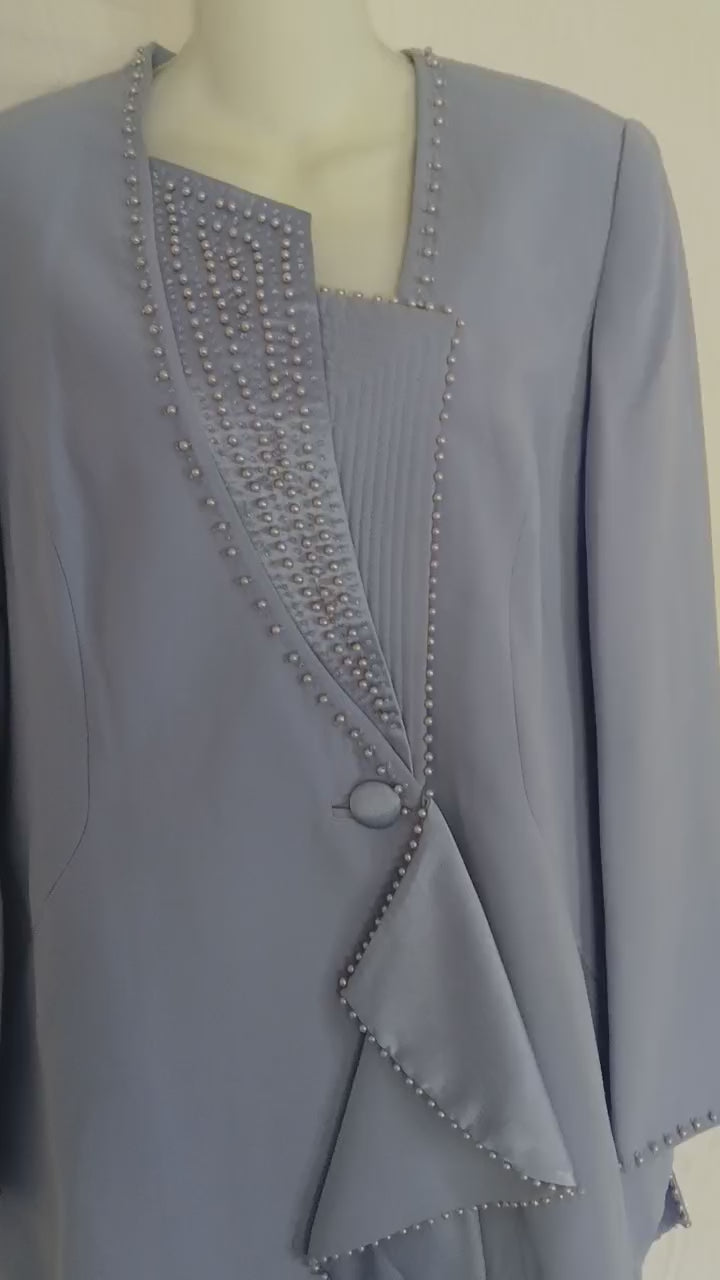 Lavender Pearl Trim Skirt Suit – Size 12