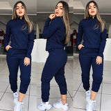 Womens Solid Color Long Sleeve Pants Suit Motion Twinset Two Pieces Fitness Clothing Casual Suit Two-piece Sets