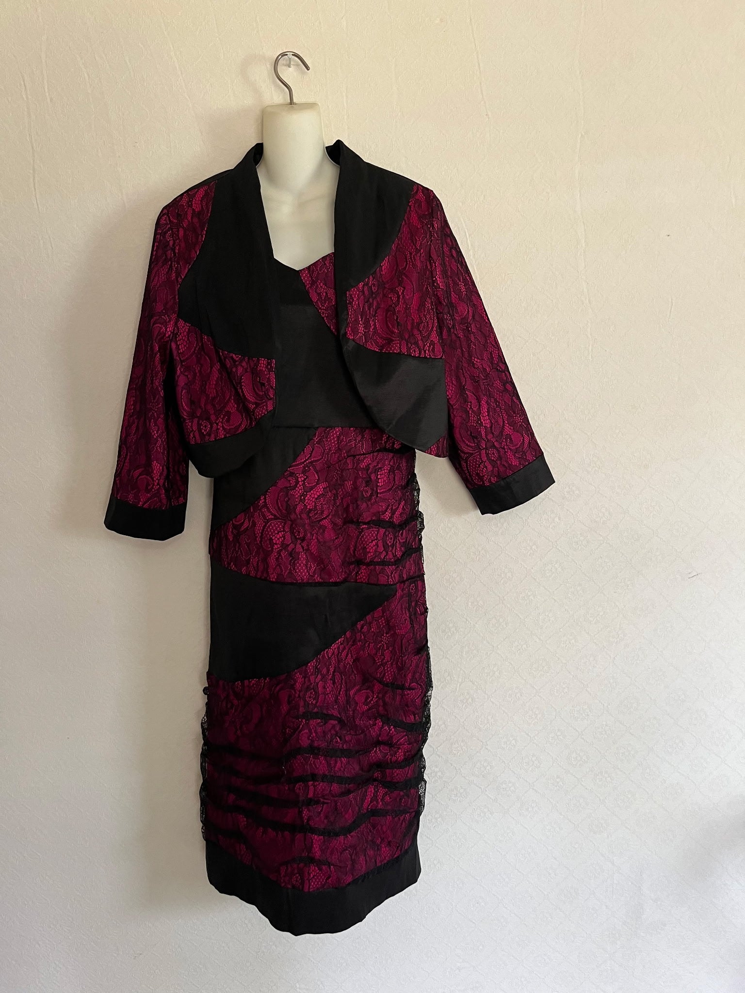 Fuchsia and Black 2 Piece Lace