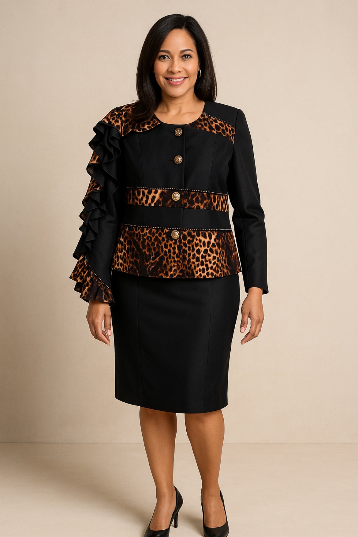 Donna Vinci Black and Bronze 2 Piece Suit