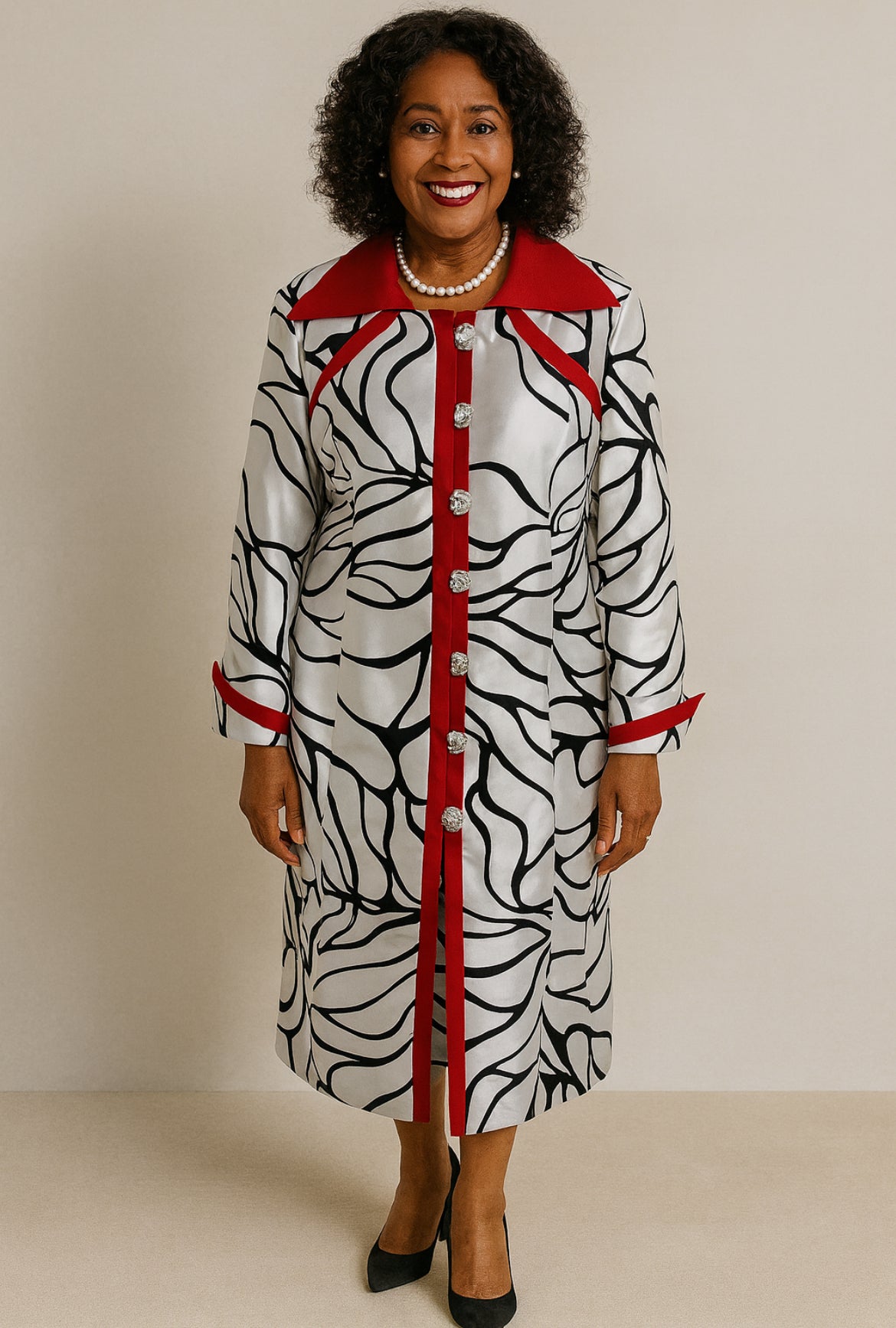 Red and White Jacket Dress