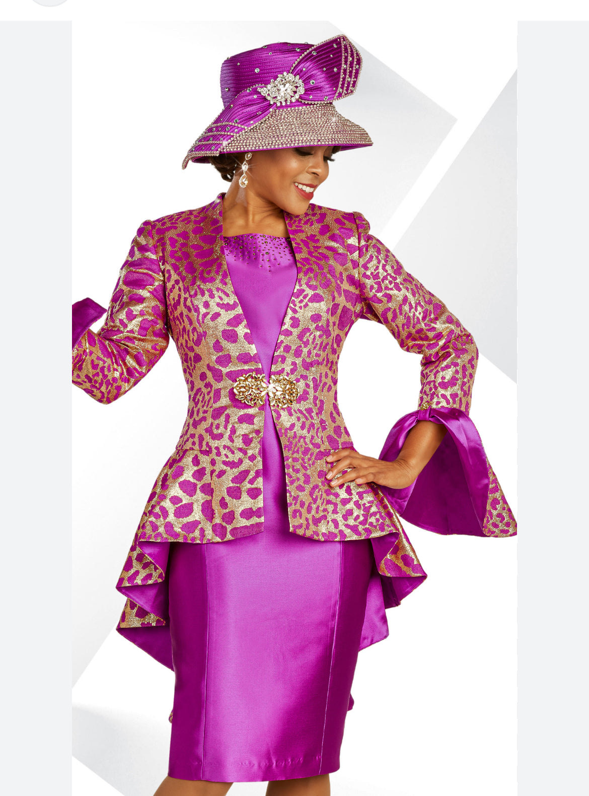 Ben Marc magenta and gold 2 piece suit